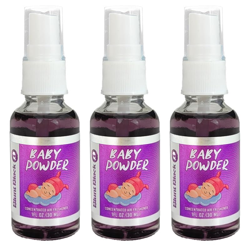 Blunt Black Concentrated Air Freshener Spray 1 oz. Glass Bottle - Baby Powder Scent 3-Pack