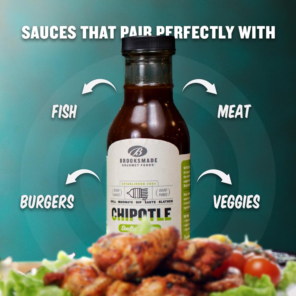 Brooksmade Gourmet Foods Soulful Sauces, Chipotle BBQ Sauce & Marinade, Gluten Free, No High Fructose Corn Syrup, 12 oz