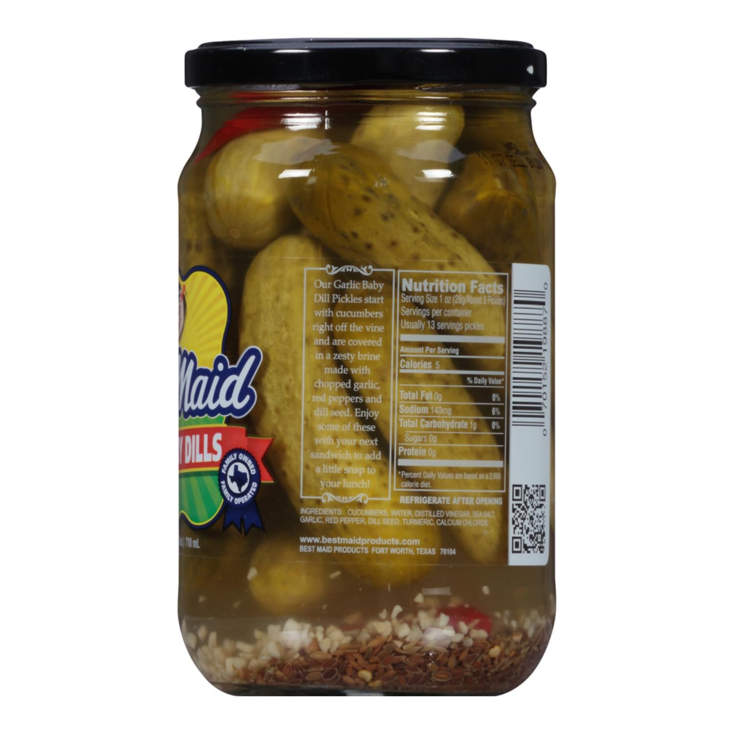 Best Maid Products - 24 Ounce Glass Jars Baby - Dill, Kosher, Hamburger Slices, Garlic Bites, Habanero Chips, & Xtreme Hot Pickles (2 Pack, Garlic