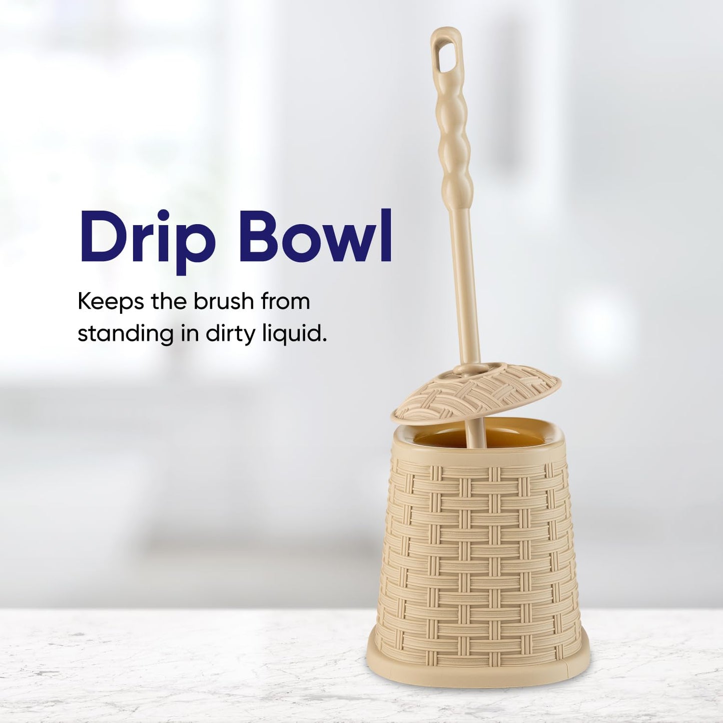 Superio Wicker Style Toilet Bowl Brush and Holder (Beige)