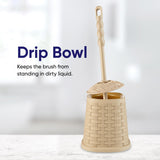 Superio Wicker Style Toilet Bowl Brush and Holder (Beige)