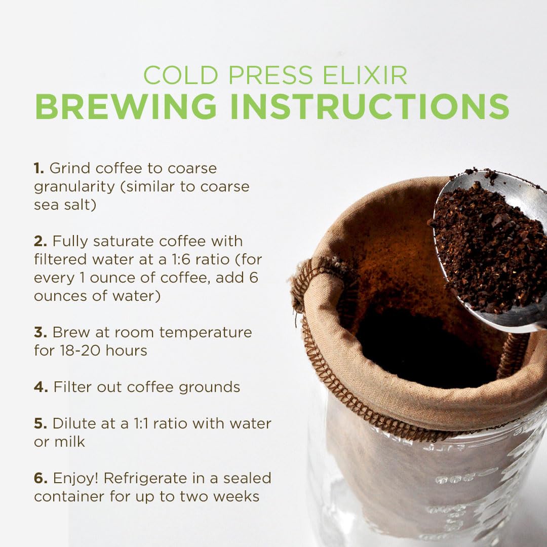Tiny Footprint Coffee - Organic Cold Brew & Press Elixir | Blend of Light & Dark Roasts | Shade-Gown Ground Coffee, Carbon Negative, 16 Ounce