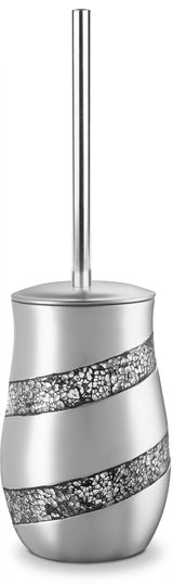 Creative Scents Silver Mosaic Toilet Brush and Holder Set - Toilet Bowl Brush and Holder, Sturdy Toilet Cleaner Brush with Stainless Steel Handle