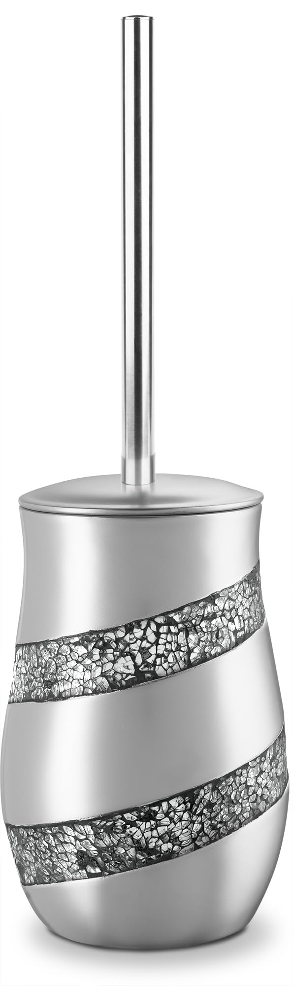 Creative Scents Silver Mosaic Toilet Brush and Holder Set - Toilet Bowl Brush and Holder, Sturdy Toilet Cleaner Brush with Stainless Steel Handle