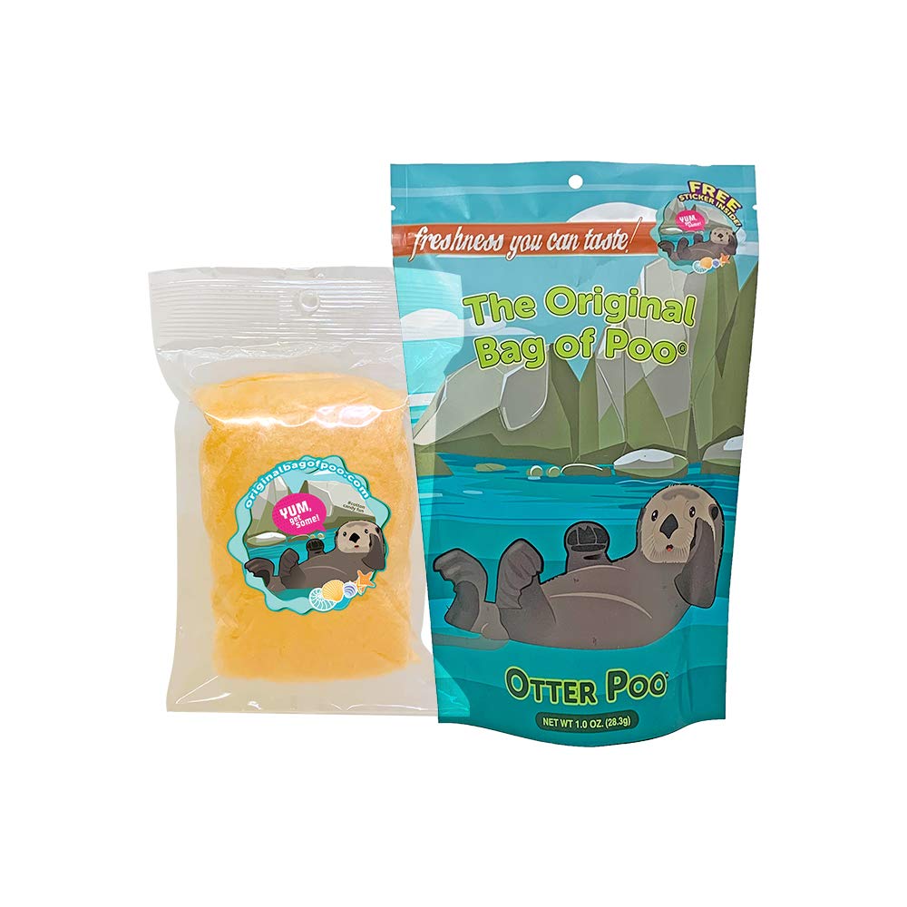 The Original Bag of Poo®, Otter Poo (Orange Flavor Cotton Candy) Novelty Poop Gag Gift. Free sticker inside.