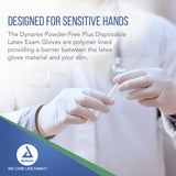 Dynarex AccuTouch Disposable Latex Exam Gloves, Powder-Free, For Sensitive Hands with Textured Palms, Used by Professionals, Bisque, Small, 1 Box