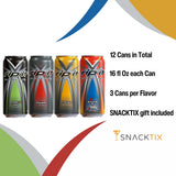 Rip It Energy Drink Variety Pack - 12 Cans of 16 fl oz Each - Assorted Flavors for an Energy Rush - with Snacktix Coaster Included (Power Energy)