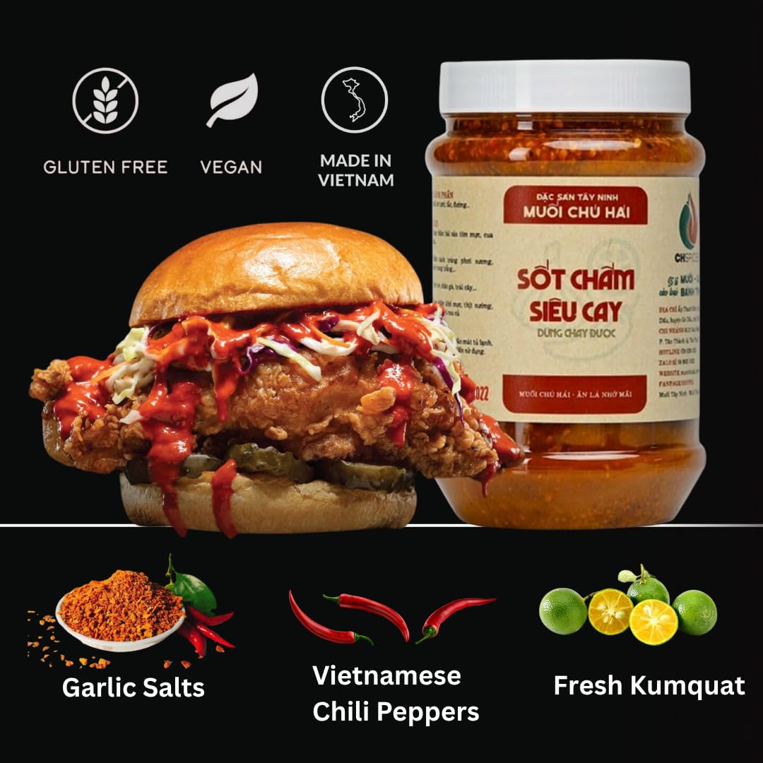 Muoi chu hai - Uncle Hai’s Premium Chili Garlic Sauce: Spicy Hot Sauce from Vietnam, Blend of Peppers & Garlic Salts - Made for Cooking, Delicious on