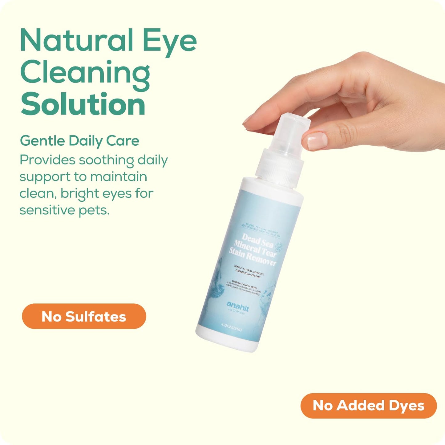 Dead Sea Mineral Tear Stain Remover for Dogs & Cats-Natural Eye Cleaner with Aloe Vera & Chamomile, Gentle Formula for Sensitive Pets, Precise
