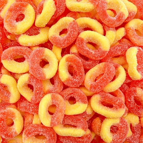 Peach Rings Gummy Candy | 1 Lb Bag | Classic Sweet and Sour Candy | Gummy Rings with Chewy Texture | Nostalgic Peach Gummies for Snacking, Parties