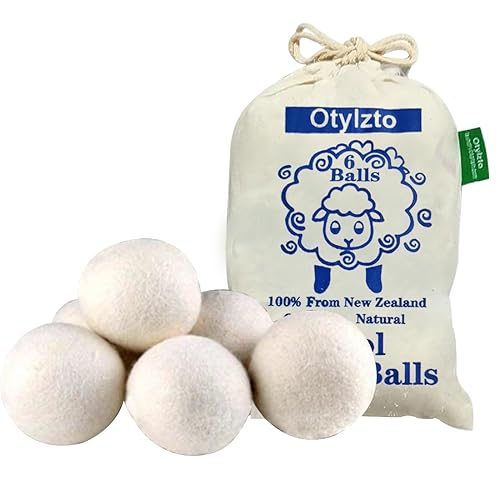 Otylzto Wool Dryer Balls 6-Pack, Drying Balls for Laundry,Reusable As Natural Fabric Softener, Reduce Clothing Wrinkles, Drying Clothes Faster
