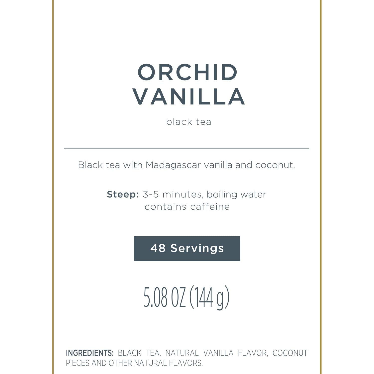 Tea Forte Orchid Vanilla Black Tea Event Box, Bulk Pack of 48 Pyramid Infuser Tea Sachets for All Occasions