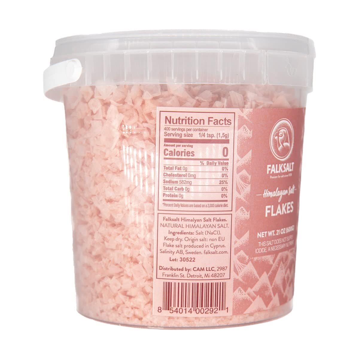 Falksalt Pink Himalayan Crystal Flakes, 21 oz, Gourmet Finishing Salt, Pyramid Salt Crystals, Mediterranean Sea Salt