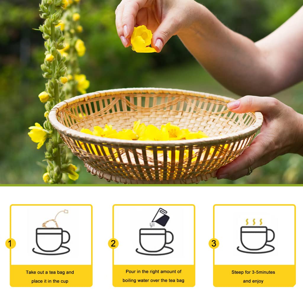 LYCKLIGA - Mullein Leaf Tea Bags | Natural Detox & Respiratory Support | Eco-Friendly, Chemical-Free | 15 Tea Bags
