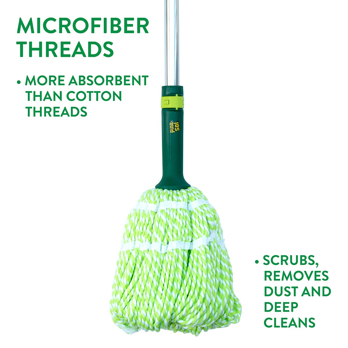 Pine-Sol Microfiber Mop Self Wringing - Easy Squeeze Twist Design for Wet Mopping | Household Cleaning Tool for Tile, Linoleum, Laminate Floors |
