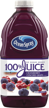 Ocean Spray 100% Juice, Cranberry Concord Grape, 60 Ounce Bottle