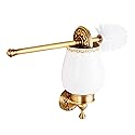 Wall Mounted Bathroom Toilet Brushed Holder Set, Antique Brass Pattern Carving,Brushed Bronze