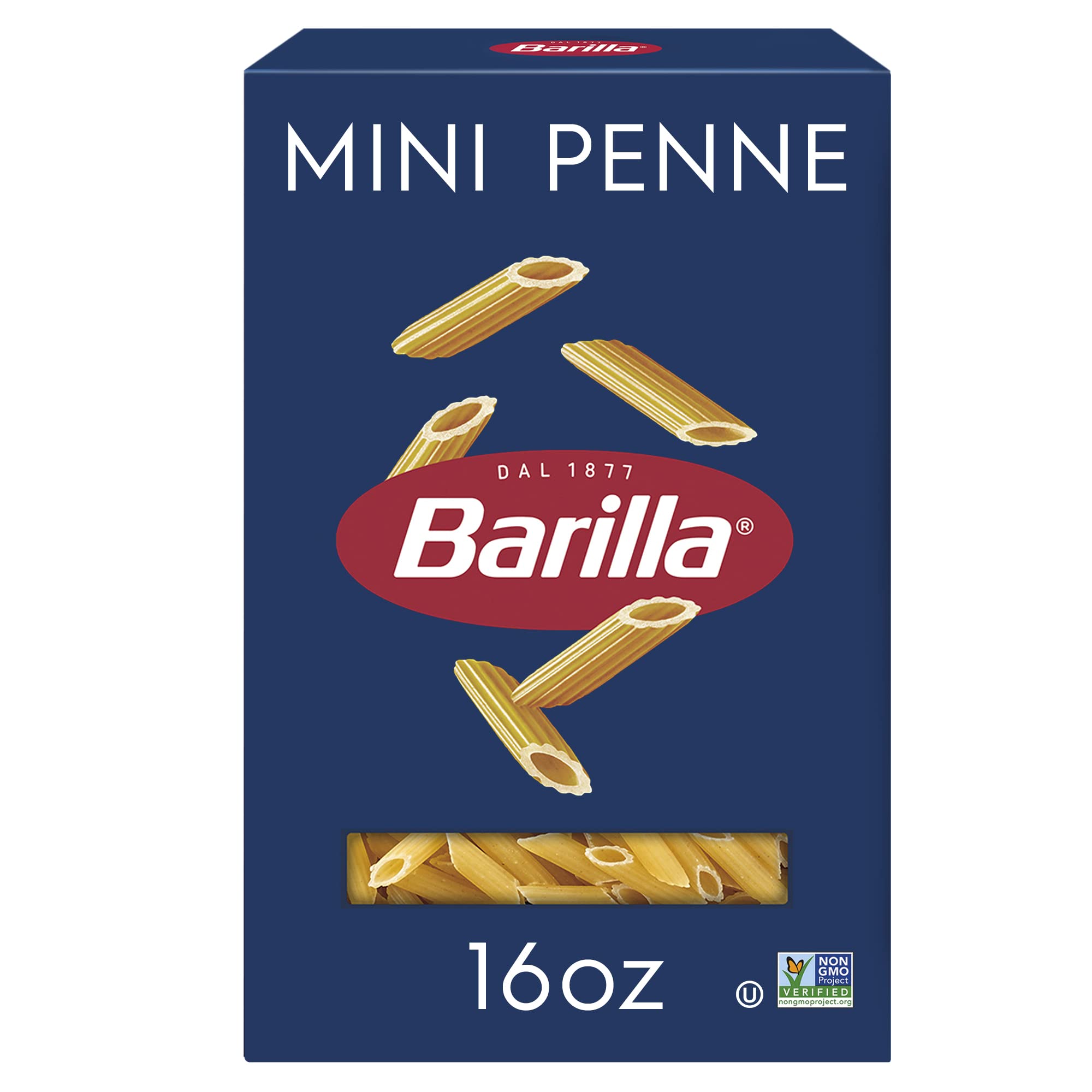 Barilla Mini Penne Pasta, 16 oz. Box - Non-GMO, Made with Durum Wheat Semolina - Kosher Certified
