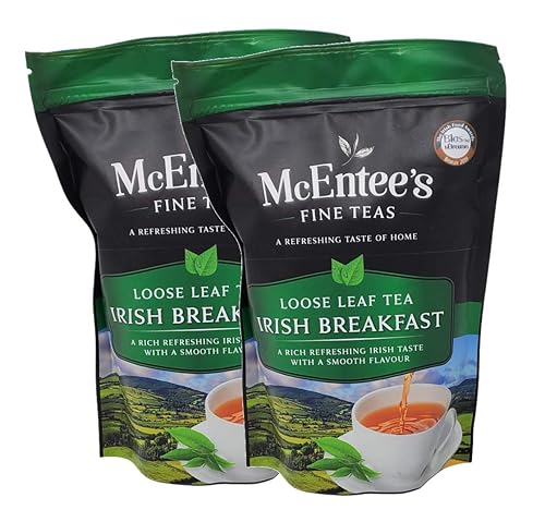 McEntee's Irish Breakfast Tea (Pack of 2) - 250g Refill Bags - Expertly Blended in Ireland. A Traditional Irish Blend of Ceylon and Assam tea's
