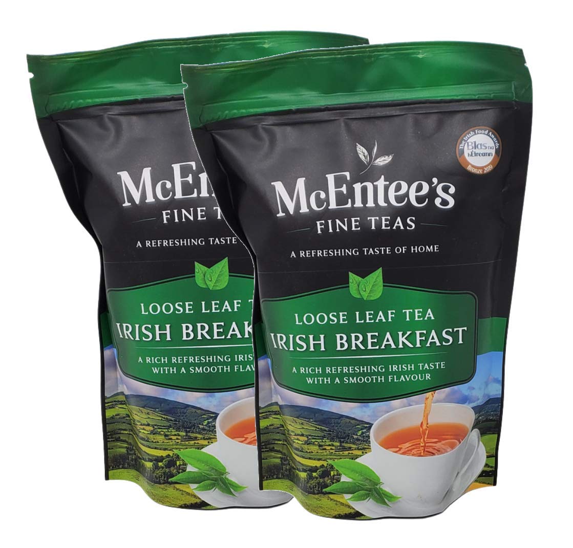 McEntee's Irish Breakfast Tea (Pack of 2) - 250g Refill Bags - Expertly Blended in Ireland. A Traditional Irish Blend of Ceylon and Assam tea's