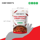 CHEF NIKKY'S THAI ORIGINAL CRISPY CHILI - Premium Thai Chili Crisp with Garlic Oil & Peppers - No MSG