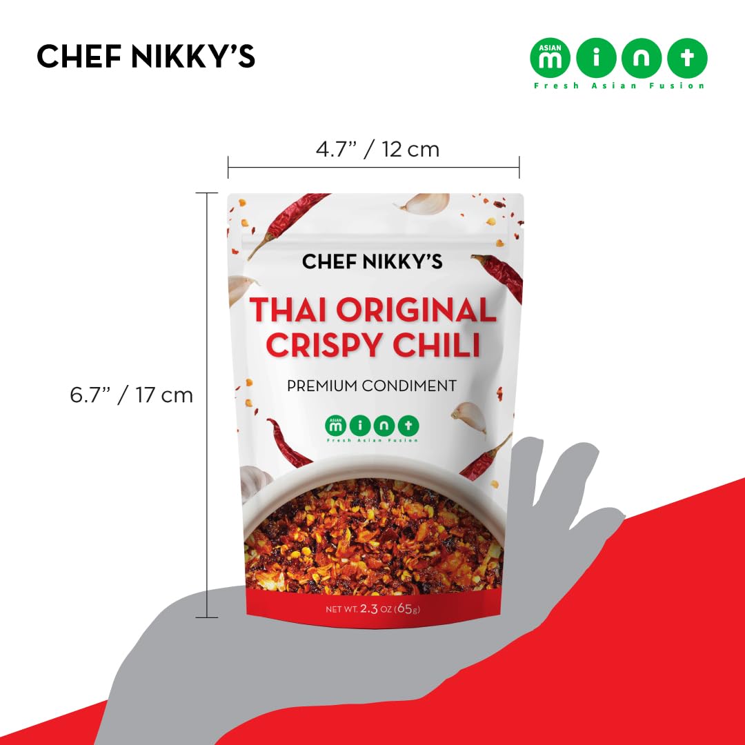 CHEF NIKKY'S THAI ORIGINAL CRISPY CHILI - Premium Thai Chili Crisp with Garlic Oil & Peppers - No MSG