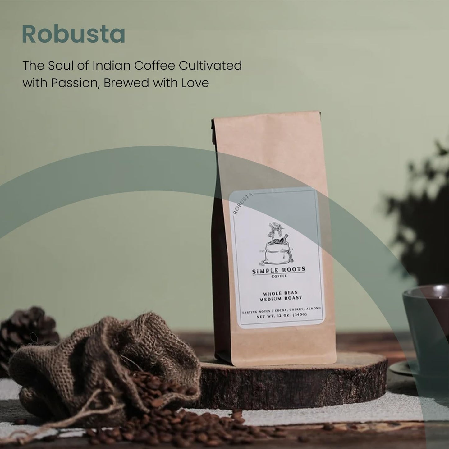 Indian Robusta Premium Ground Coffee Powder, Medium Roast | Smooth & Rich Flavor with Low Acid & High Caffeine | Patio Dried for Gourmet Brewing