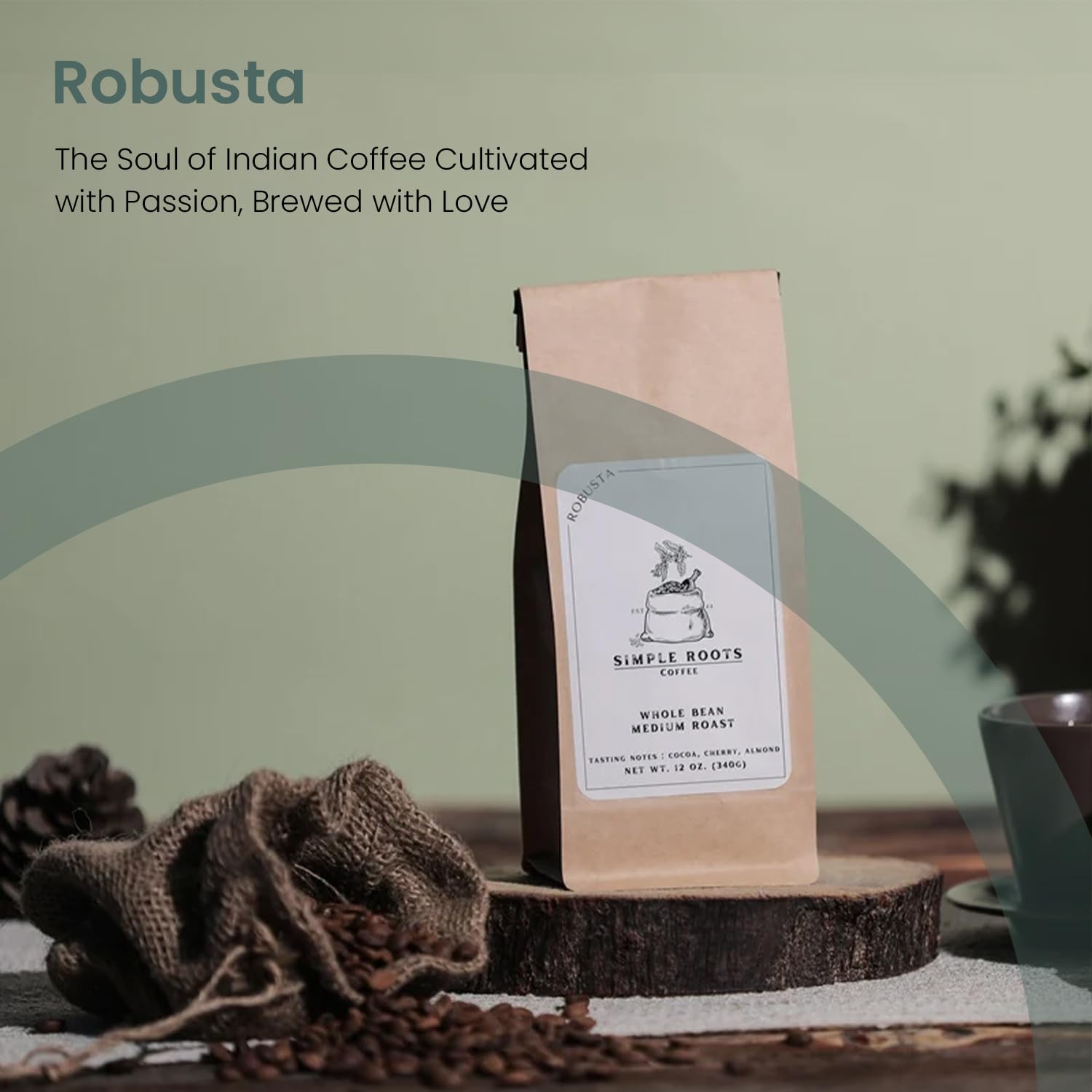 Indian Robusta Premium Ground Coffee Powder, Medium Roast | Smooth & Rich Flavor with Low Acid & High Caffeine | Patio Dried for Gourmet Brewing