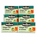Herbacil Ginger & Lemon Tea, Herbal Blend with Ginger Root & Dehydrated Lemon, Caffeine-Free, All Natural, 6-pack of 25 bags per box (150 Tea Bags)