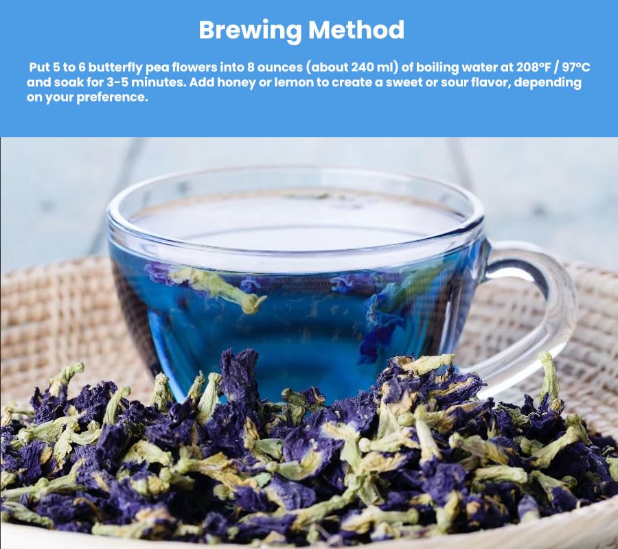 8oz Butterfly Pea Flowers,Non-GMO,Natural Butterfly Pea Tea,Premium Dried Butterfly Pea Flower for Blue & Purple Drinks and Food Coloring