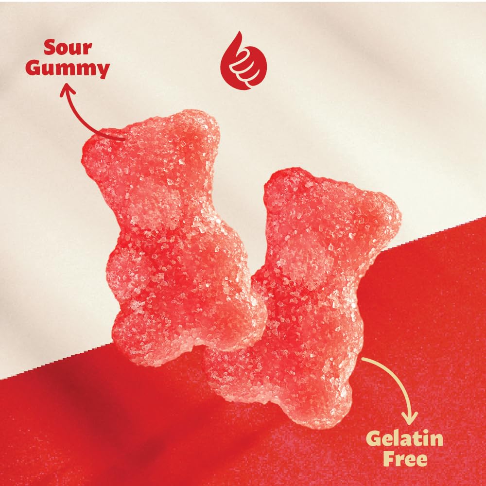 Sour Gummi Bears Candy | 2 Pound Pack | Gelatin Free Tutti-Frutti Teddies | Pink Gummies for Baby Showers, Gender Reveal, Party Favors, and Candy