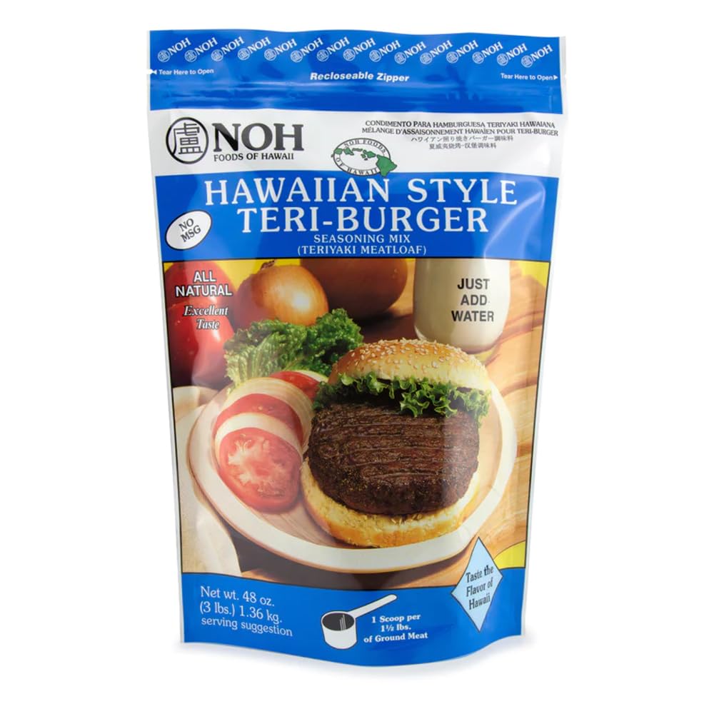 NOH Foods Hawaiian-Style Teri-Burger Seasoning Mix - 48oz (3lb) Recloseable Bag | Authentic Gourmet Flavor, Effortless Add-Water Blend, No MSG
