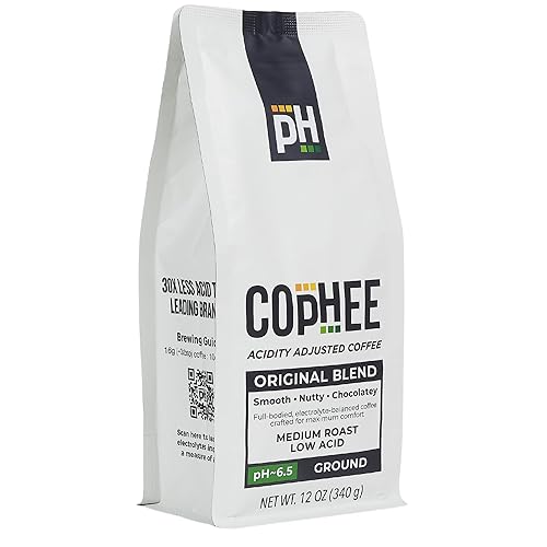 Low Acid Coffee - Medium Roast Ground - Smooth 100% Arabica, Non-GMO - pH Balanced Coffee for Sensitive Stomachs, Acid Reflux, GERD & Heartburn Relief