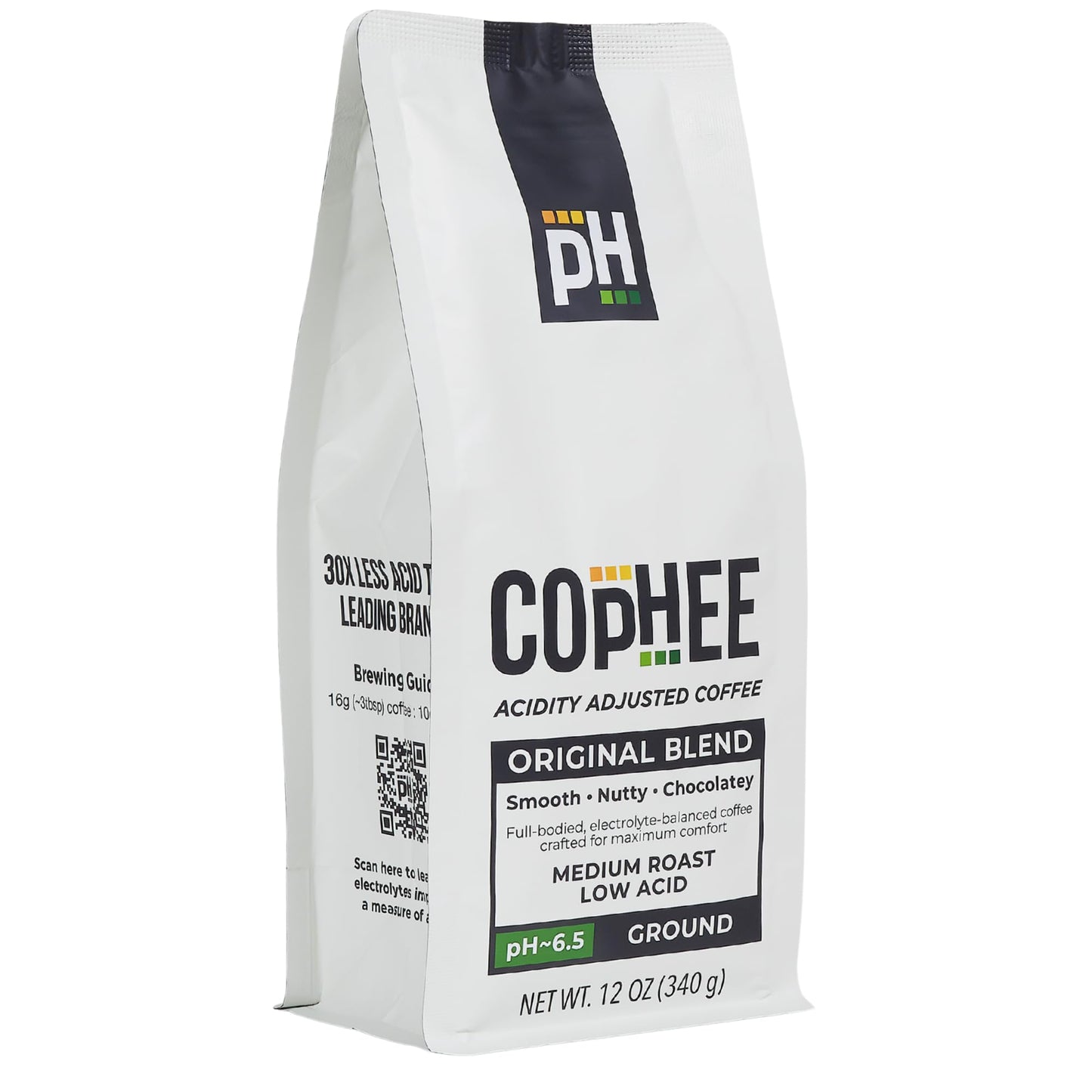 Low Acid Coffee - Medium Roast Ground - Smooth 100% Arabica, Non-GMO - pH Balanced Coffee for Sensitive Stomachs, Acid Reflux, GERD & Heartburn Relief