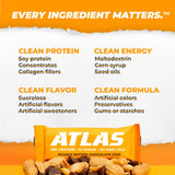 Atlas Real Food Protein Bar - 20g Clean Protein, 1g Sugar, No Seed Oils, No Artificial Sweeteners (Peanut Butter Chocolate Chip, 36 Count)