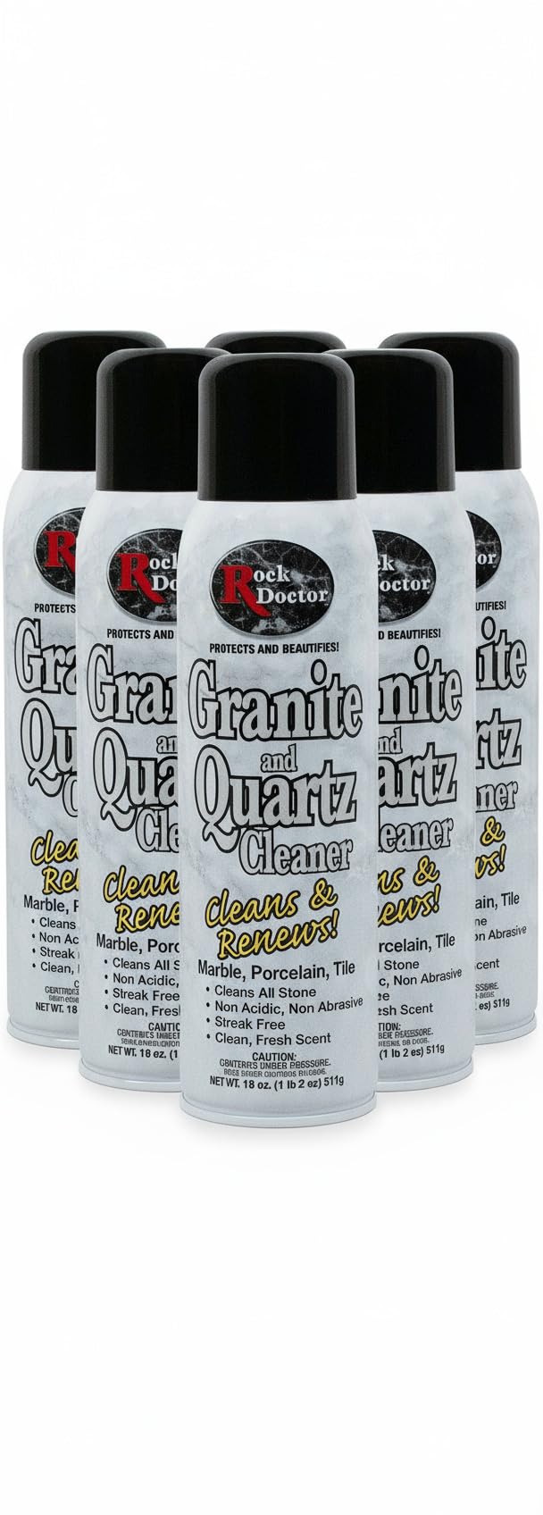Rock Doctor Granite & Quartz Cleaner Spray 18 oz. Can, Cleans Tile, Marble, Kitchen Countertop, and Natural Stone Surfaces, Streak-Free Shine (6Pack)