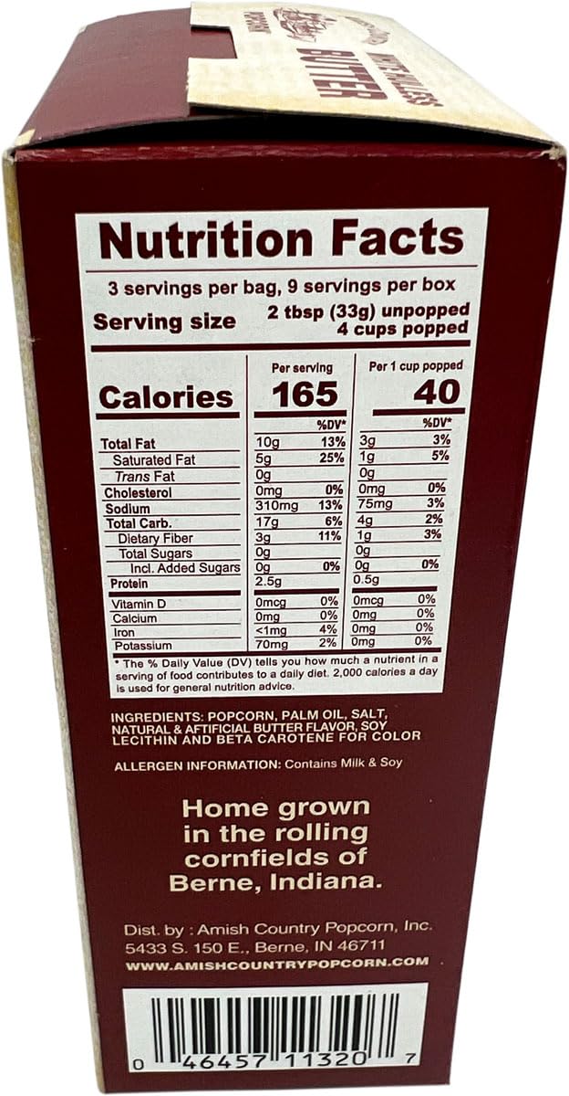 Amish Country Popcorn | Old Fashioned Microwave Popcorn | Medium White 3 Pack Butter | Non-GMO, Gluten Free, Microwaveable and Kosher (3 Bags)