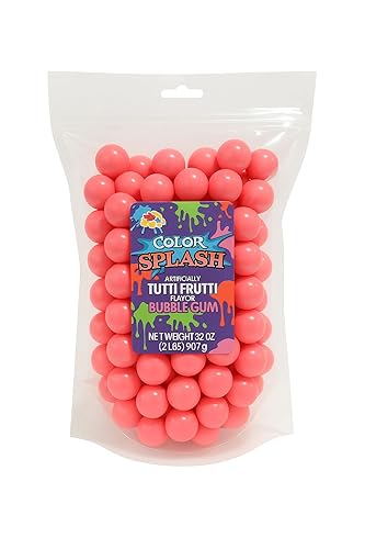 ALBERT'S Candy ColorSplash Bubble Gum Balls for Chewing, 1 Inch, Bright Pink, Bubble Gum Flavor, Party, Events, Weddings, 2 Pounds