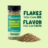 Benissimo Herbes de Provence Seasoning, Herb Blend for Chicken, Fish, Vegetables, Potatoes, Marinades, Roasting & Grilling with Pet Shaker | 8.5