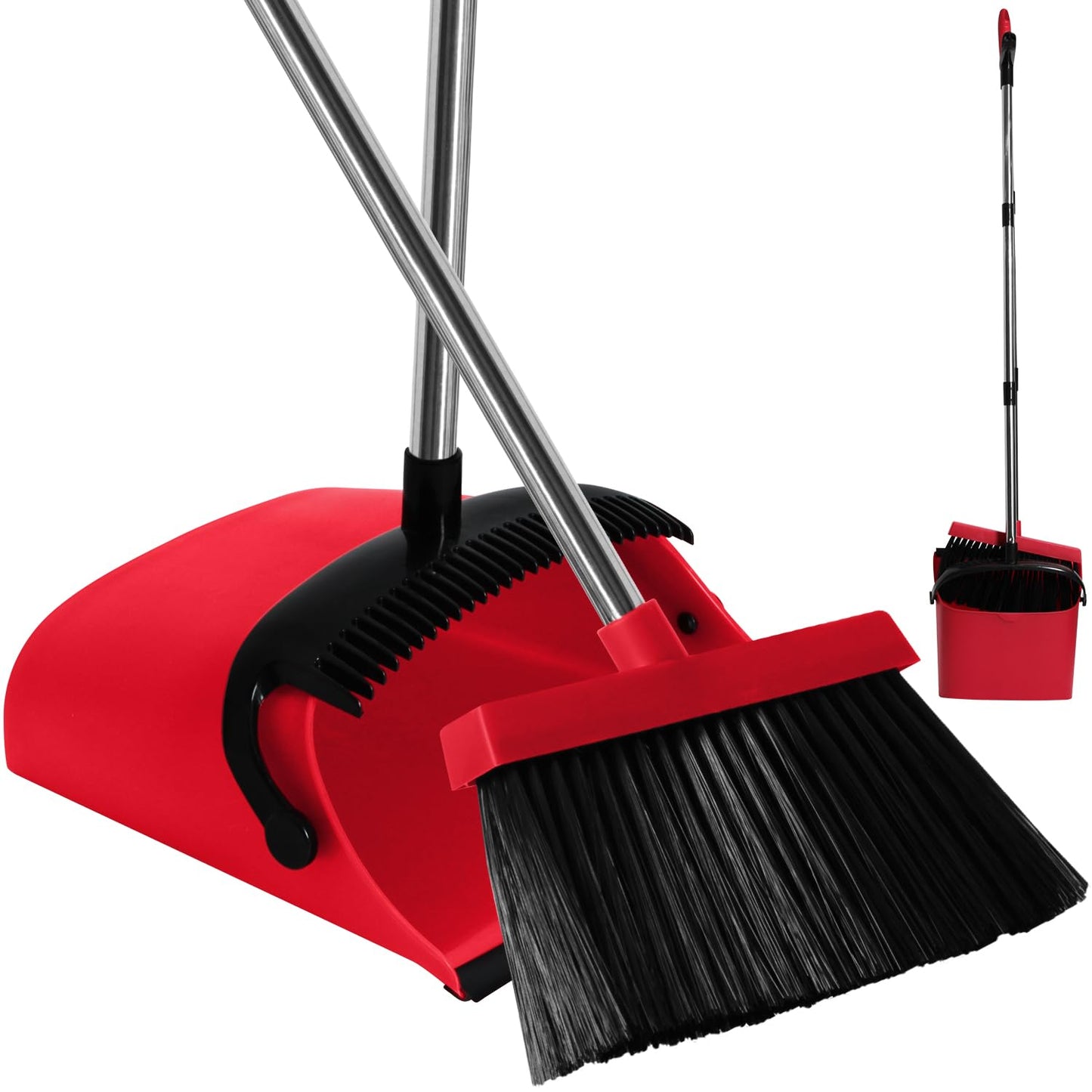 MOPPLEX Broom and Dustpan Set Combo, Kitchen Broom and Dustpan for Easy Sweeping, Premium Broom and Dustpan Set for Home Cleaning, Perfect Dust Pan