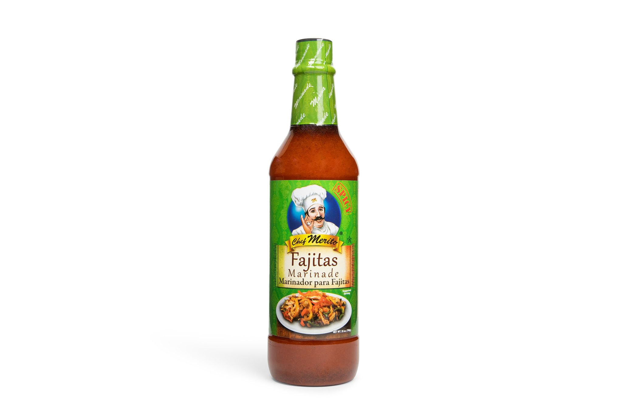 Chef Merito Fajitas Marinade 25 oz | Zesty & Smoky | Ideal for Beef, Chicken & Veggie Fajitas | Perfect for Grilling & Sautéing | Authentic Latin
