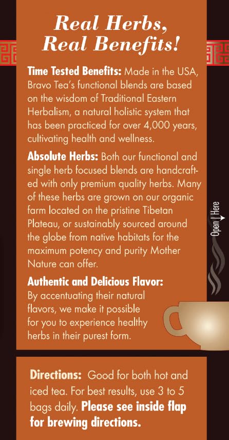 Bravo Tea Turkey Tail Mushroom Herbal Tea, Caffeine Free 20 Tea Bags