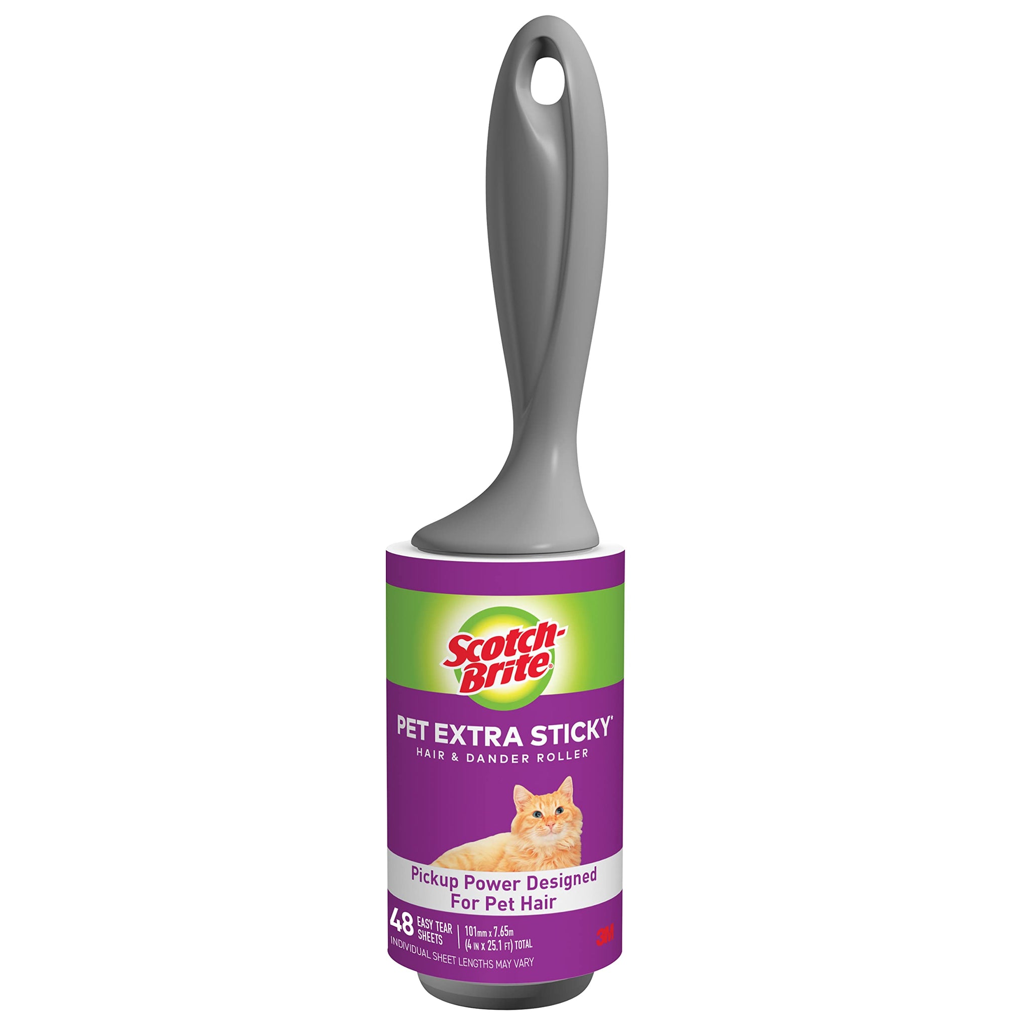 werpower Scotch-Brite Lint Roller, 50 Percent Stickier, 1 Roller with 48 Sheets, Refillable Lint Brush