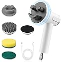 Electric Spin Scrubber for Scrub Daddy/Mommy, Goldusk 2-Speed Power Cleaning Brush with Digital Display 4 Replacement Brush Heads, Smiley Sponge Wand