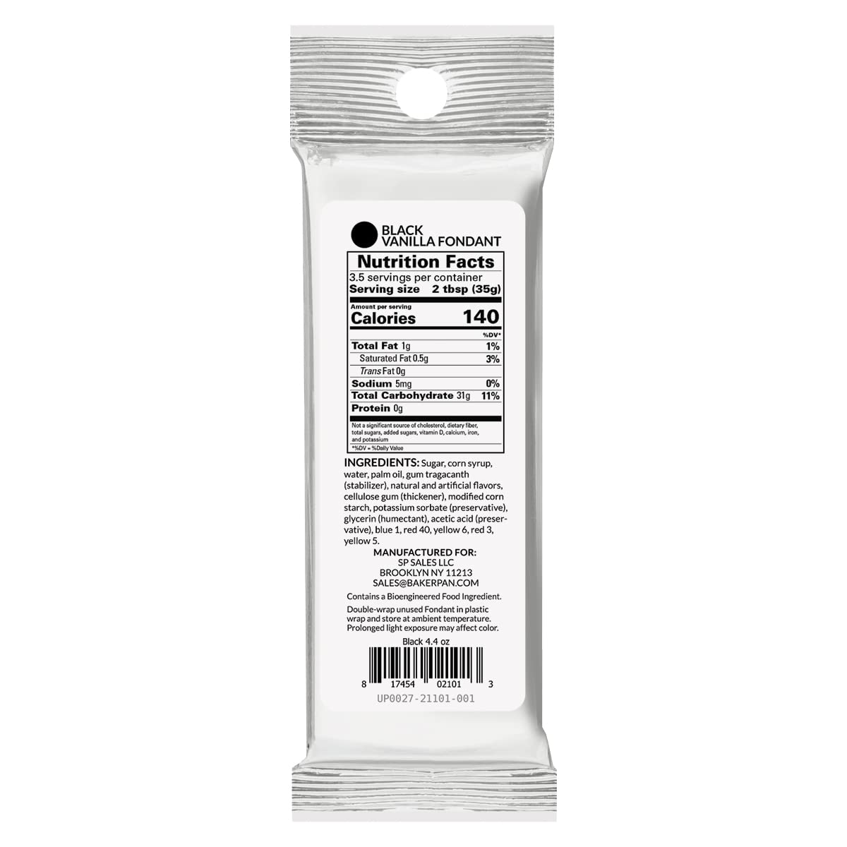 Bakerpan Premium Rolled Black Fondant for Cake Decorating, Vanilla Flavor - 4.4 Ounces (Made in USA)