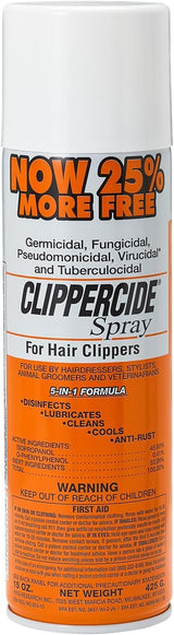 Barbicide Clipperside Hair Clippers Spray Cleaner Large 15 OZ. Bottle with EXCLUSIVE 5-In-1 Formula Disinfects