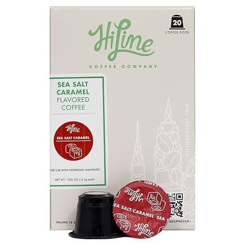 HiLine Coffee HiLine Espresso Coffee Pods, Salted Caramel Flavored Coffee, 20 Count Pack of 1 , Single Cup Espresso Capsules, Compatible