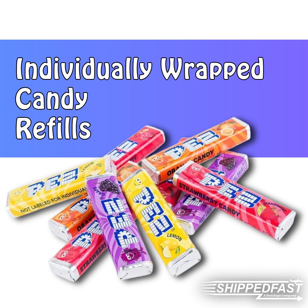Candy Dispenser Refills, 1 lb (16oz) Variety Bag: Grape, Lemon, Strawberry Orange, Cherry, and Raspberry. Kids, Parties, Movie Theaters, Halloween