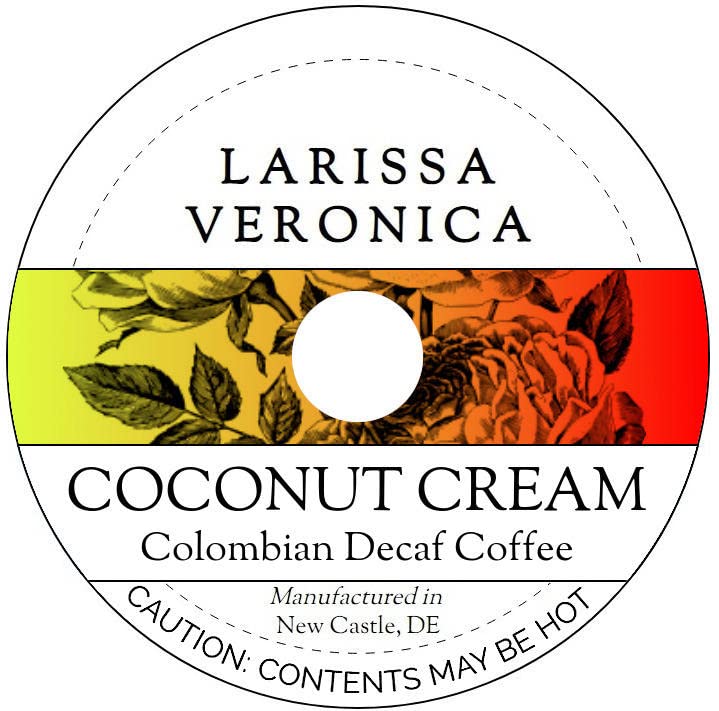Coconut Cream Colombian Decaf Coffee (Single Serve K-Cup Pods) (Gourmet, Naturally Flavored, Whole Coffee Beans) (12 pods, ZIN: 572220)
