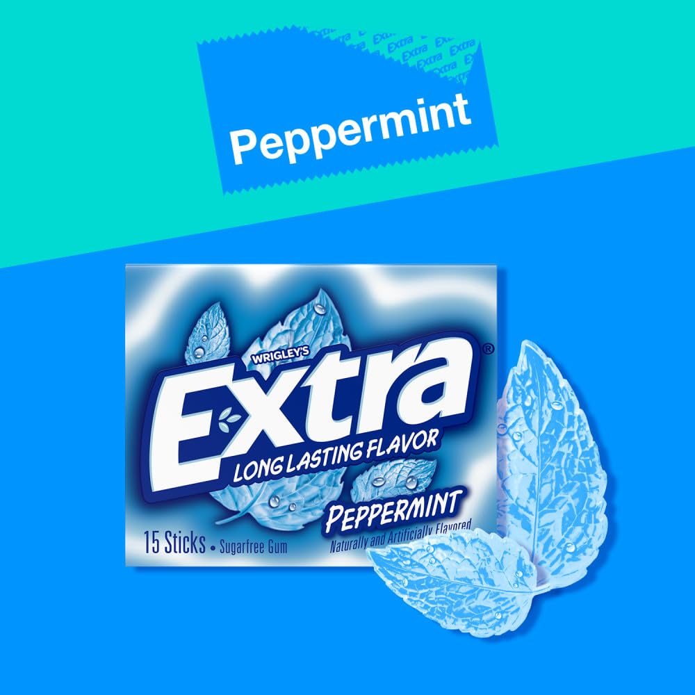 EXTRA Gum Peppermint Sugar Free Chewing Gum, Single Pack, 15 Stick